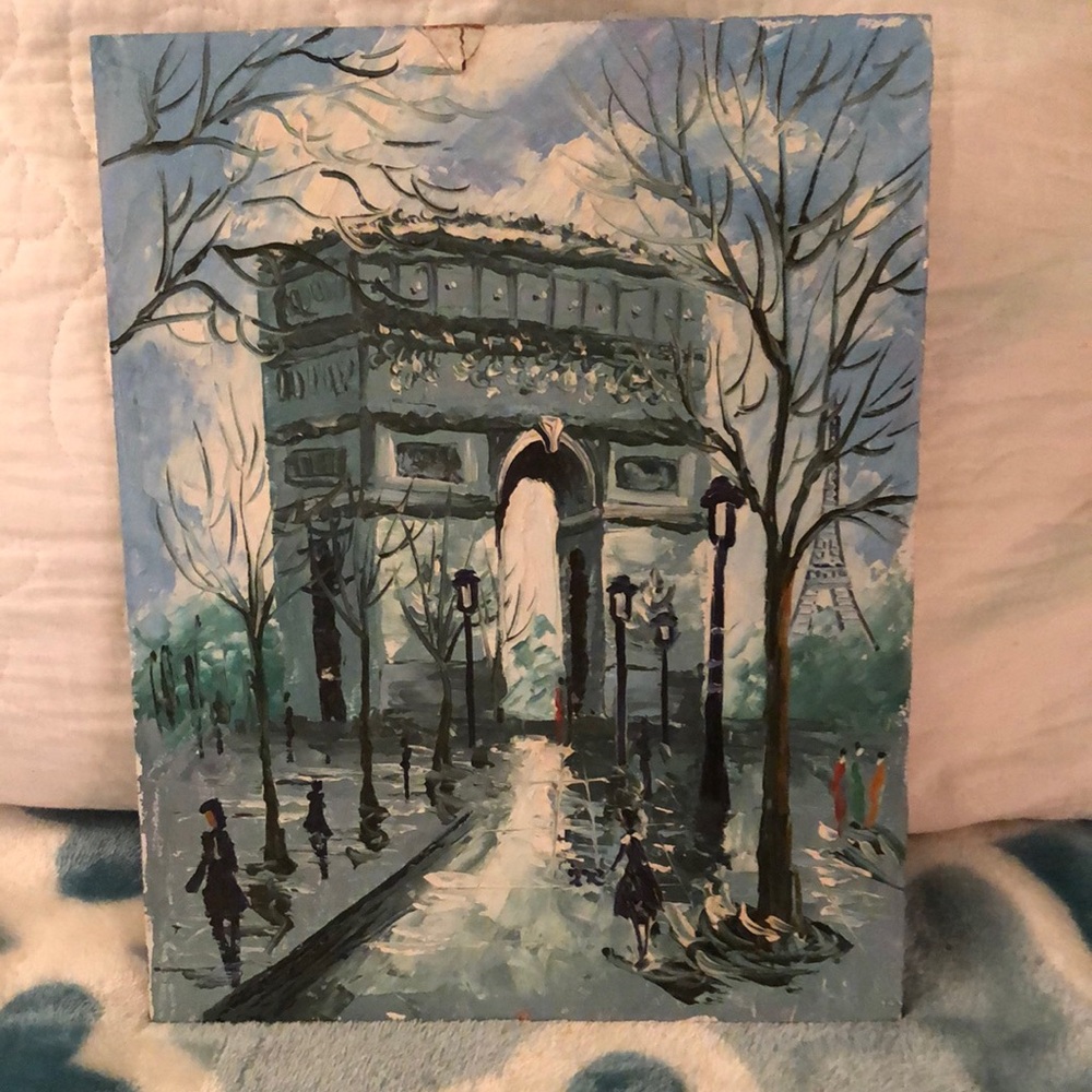 Moody Blue and Gray Arc de Triomphe Painting